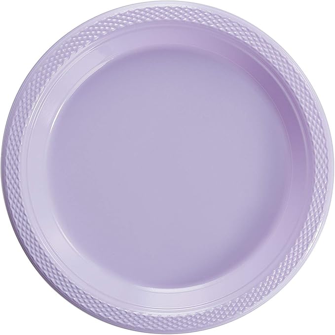 Exquisite Party Solids Lavender Plastic Plates For Party Supplies 7" Lavender Disposable Plates Heavy Duty 50 Pcs Plastic Dinnerware Sets Heavy Duty 350 GSM Disposable Dinnerware Set