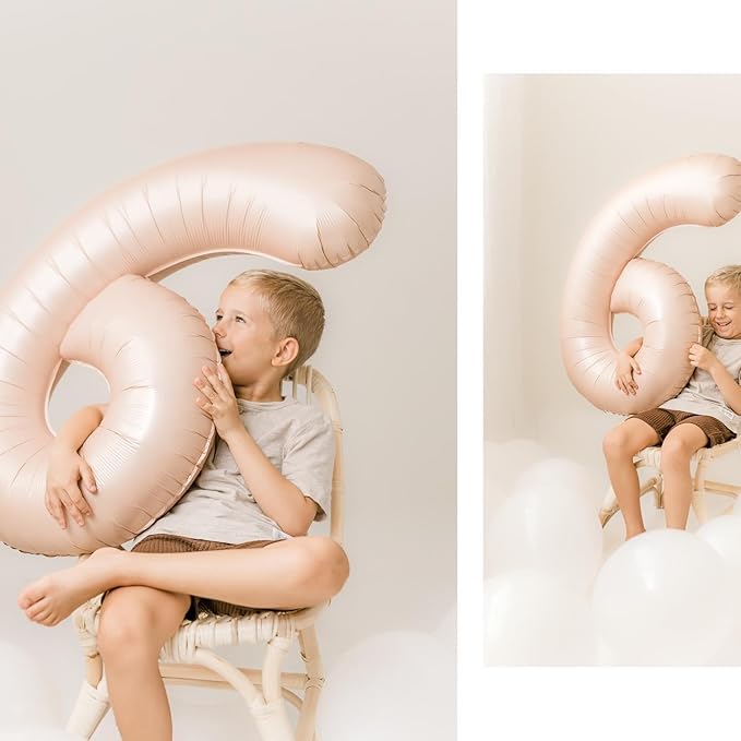 Light Brown 6 Balloon, Tan Number Balloons 40 Inch, 6th Balloons for Beige Birthday Decorations, Sandy Brown and Black Party Supplies 6 Birthday Balloon, Khaki Number 6 Balloon