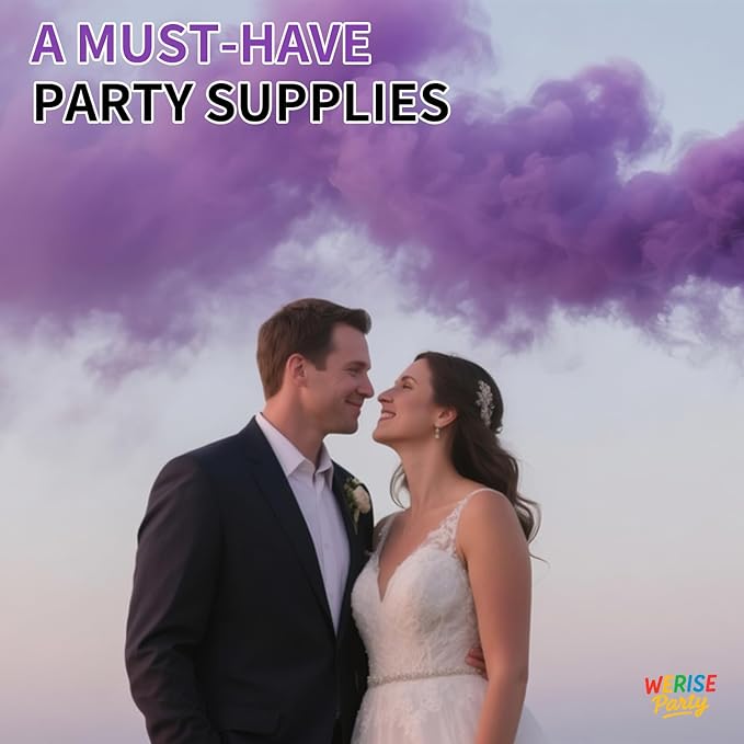 Purple Powder Cannon Popper, WERISE Party Biodegradable Smoke Poppers Cannon 12 Inch Smoke Bombs for Birthday Graduation Celebration and Halloween Party 2 Pack