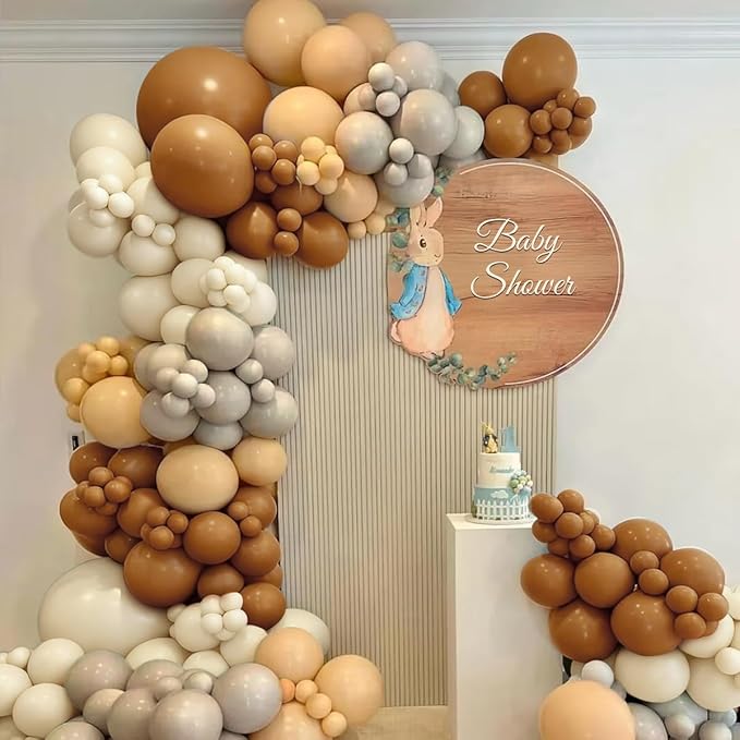 Boho Brown and White Balloon Garland Arch Kit, 167Pcs Cocoa Dusty Gray Nude Sand White Balloons for Graduation Birthday Baby Shower Wedding Neutral Gender Reveal Party Decor