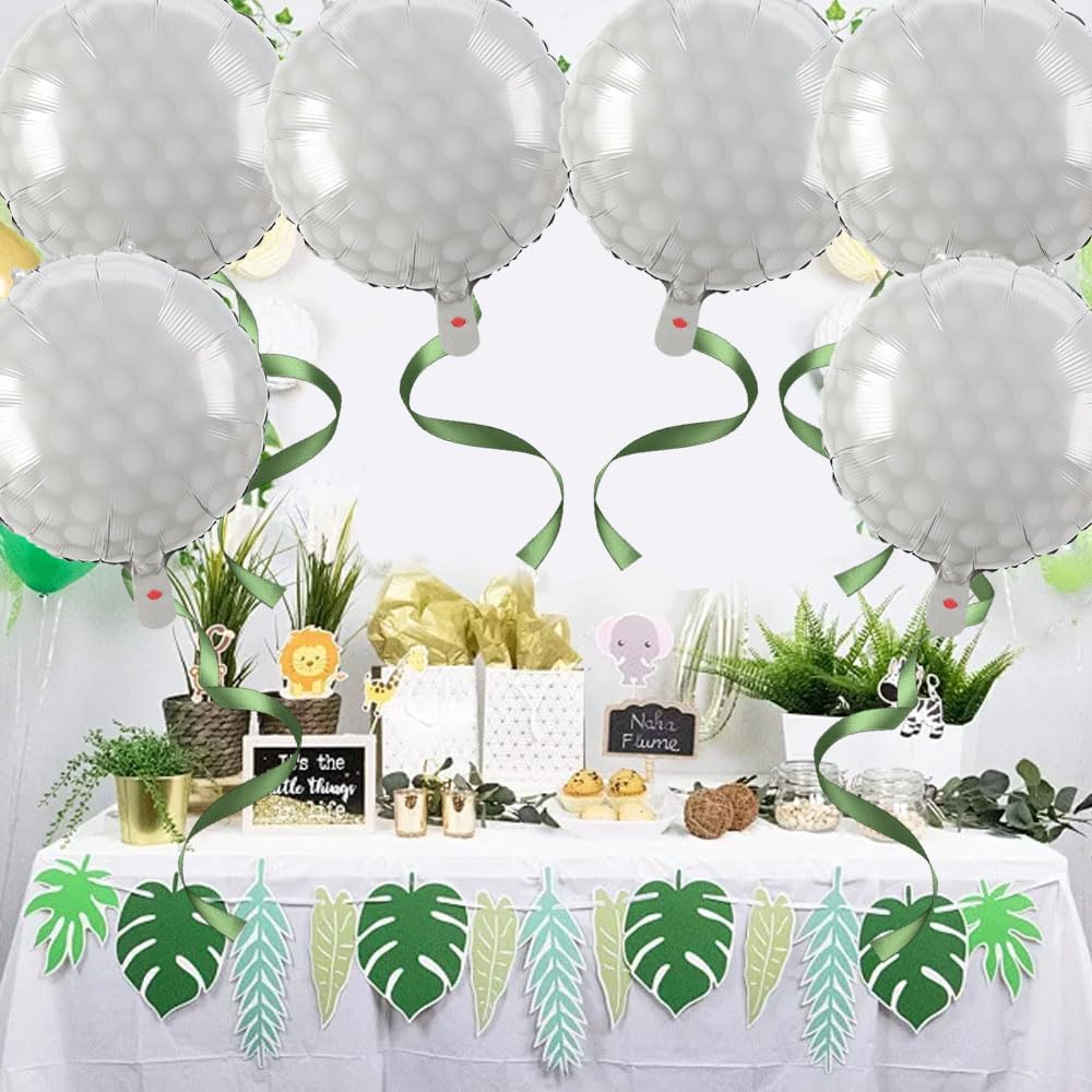 8 PCS 18 Inch Golf Balloons Golf Party Decorations Supplies Themed Birthday Party Decor Sports Giant Large Ball Balloon Christmas Mylar Foil Helium Aluminum Balloon Gender Reveal Baby Shower