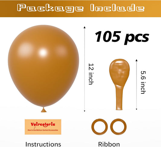 105pcs Khaki Balloons 12inch Party Latex Balloons for Boys Girls Birthday Baby Shower Gender Reveal Wedding Sunflower Party Decorations