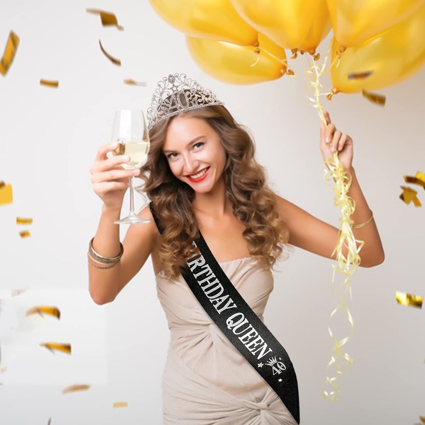 BRT Bearingshui 40th Birthday Sash and Tiara for Woman - Queen Sash for 40th Birthday Party Favor Supplies