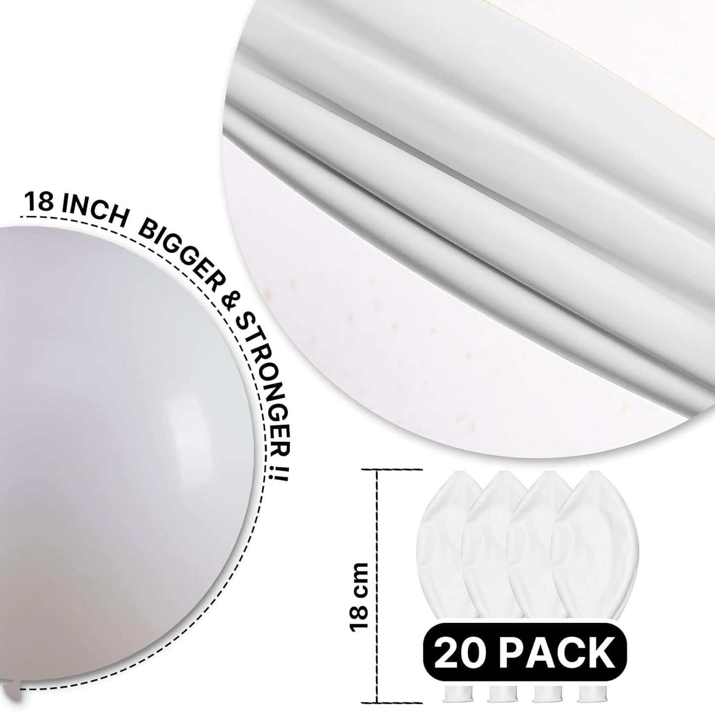 PartyWoo White Balloons 20pcs 18 Inch Matte White Latex Balloons for Wedding Bridal Graduation Engagement Baby Shower Gender Reveal Easter Anniversary Birthday Tea Party Decorations White-Y13