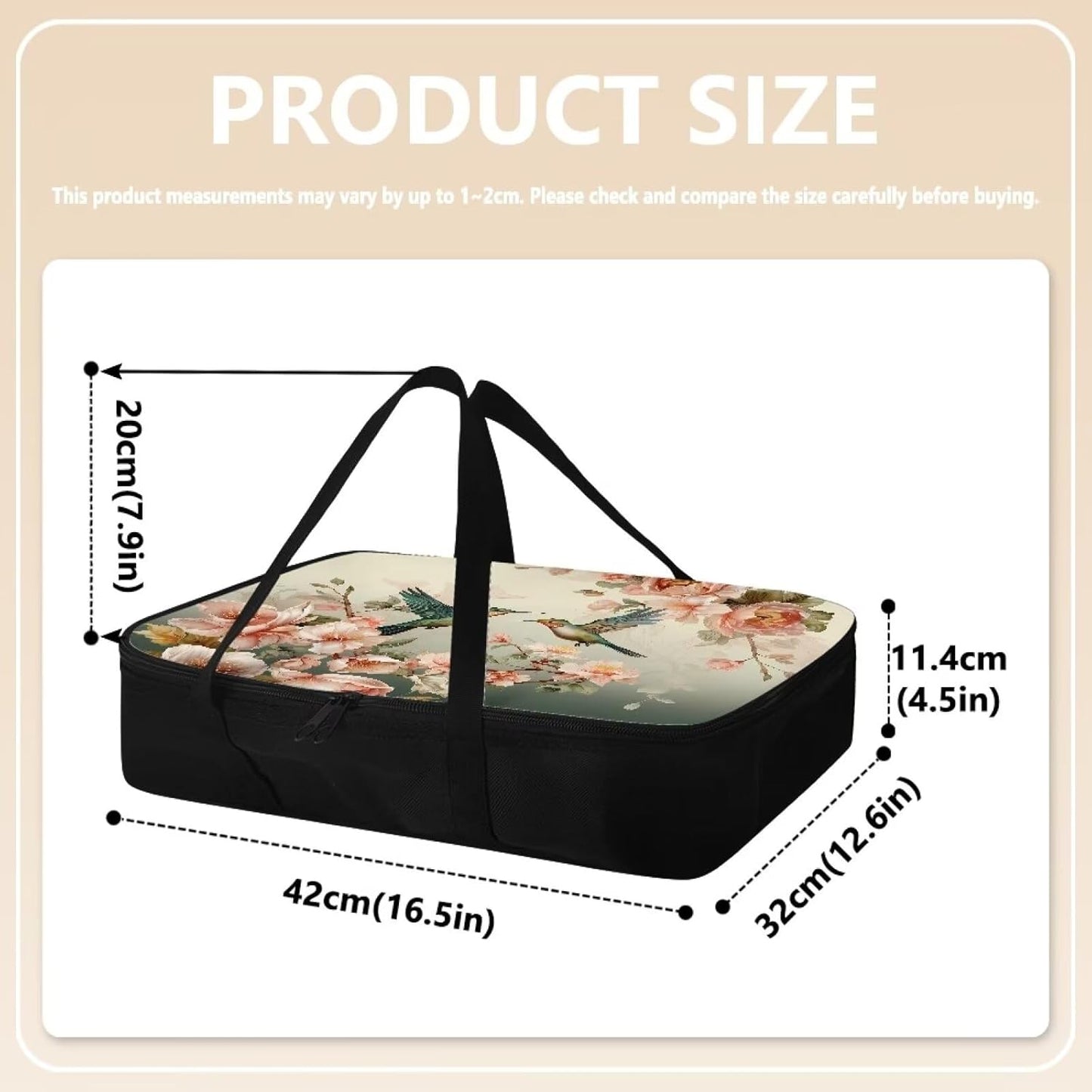 Hummingbird Insulated Casserole Carrier Travel Bag for Hot or Cold Food - Dish Carrying Case for Beach Parties, Picnic
