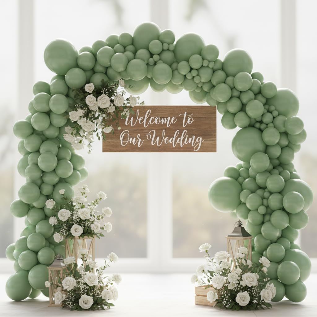 Balloon Garland Arch Kit – 146 Pcs Sage Green Balloons for Baby Shower, Birthday, Gender Reveal, Wedding Party – DIY Kit by Vellax™