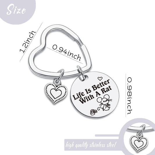 7RVZM Rat Gifts For Rat Lovers Keychain Rat Themed Gift Rat Owner Gift Animal Lover Keychain