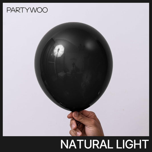 PartyWoo Black Balloons 100 pcs Different Sizes Pack of 18 12 10 5 Inch Matte Black Latex Balloon Arch Kit Garland for Graduation Halloween New Year Anniversary Birthday Party Decorations Black-Y18