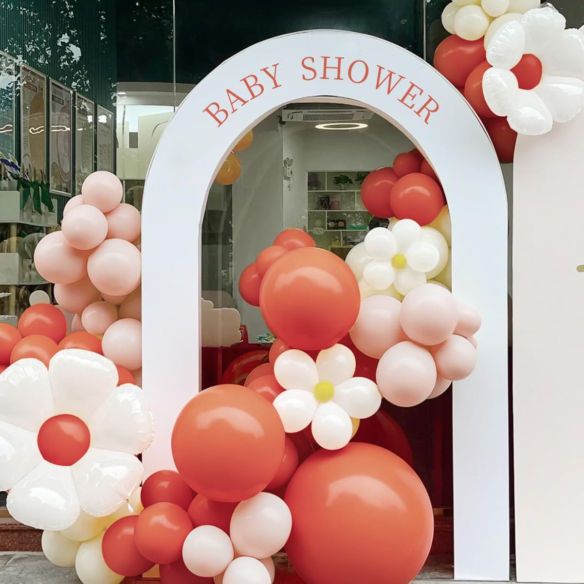 Orange Pink Blush White Balloon Garland Arch Kit, 155Pcs Latex Balloons Different Size 18 12 10 5 inch for Baby Shower Gender Neutral Orange Citrus Kids Birthday Party Backdrop Decorations