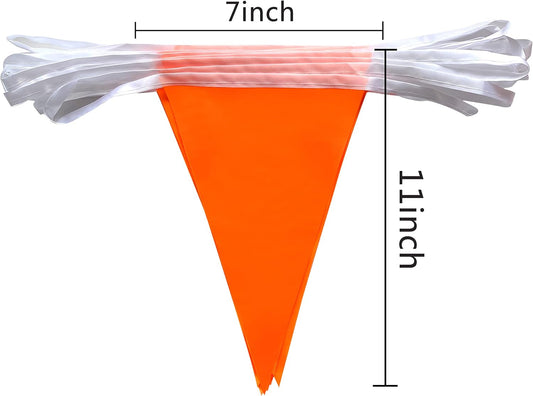 Consummate 100 Feet Orange Pennant Banners Flags String Hanging Triangle Bunting Flags for Grand Opening,Kids Birthday,Party Decorations,60 PCS