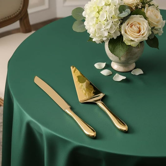 Cake Cutting Set for Wedding Cake Knife and Server Set, Cake Cutter and Pie Spatula,Cake Serving Set Serrated Blade,Thickened Stainless Steel Rounded Edge, Birthdays, Anniversaries,Parties 2 Pcs, Gold