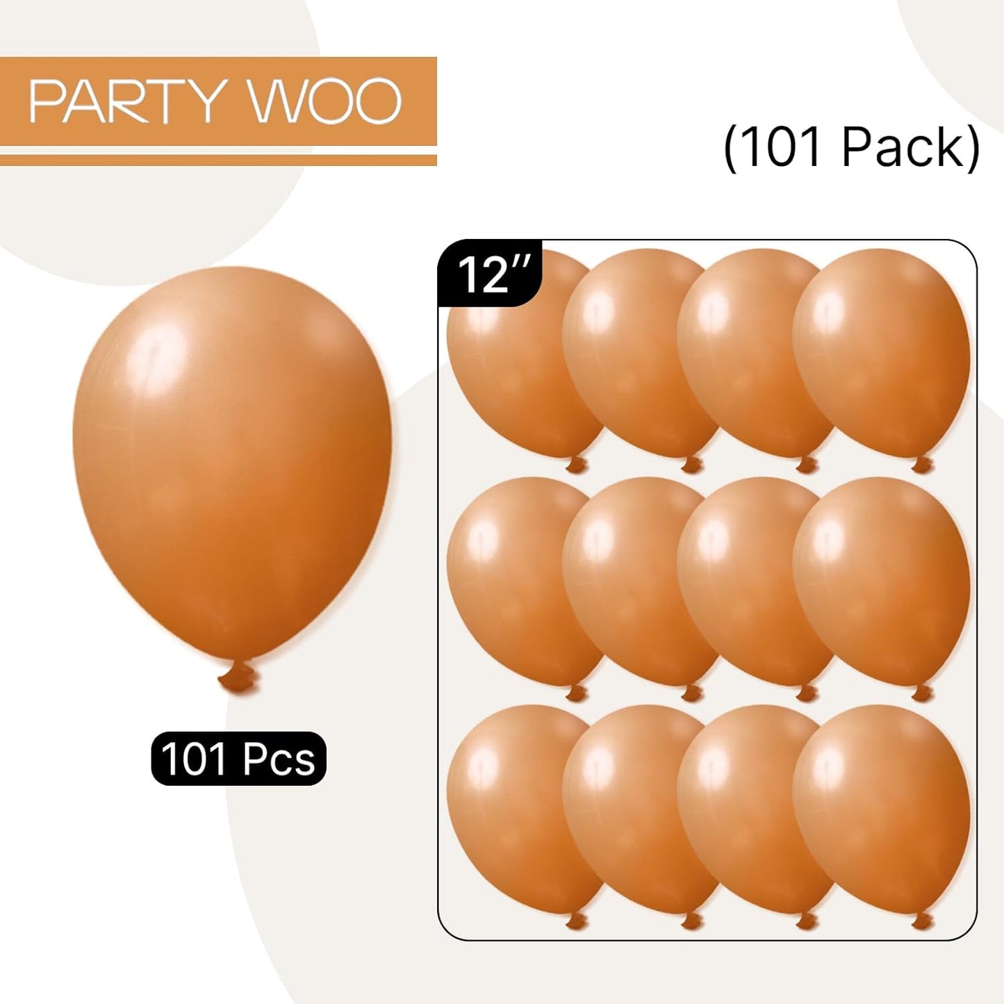 PartyWoo Light Brown Balloons 101 pcs 12 Inch Caramel Brown Tan Boho Neutral Balloons for Graduation Birthday Wedding Baby Shower Gender Reveal Forest Jungle Safari Party Decorations Brown-F10