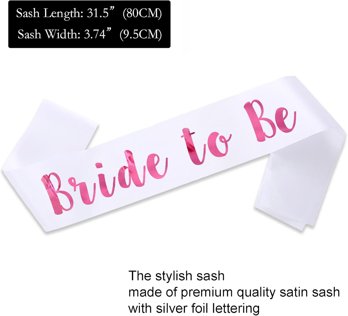 6 PACK Bachelorette Sashes for Bride and Bridesmaid, Hot Pink Maid of Honor Team Bride Sashes for Bridal Shower or Bachelor Party Decorations, Silver Letter