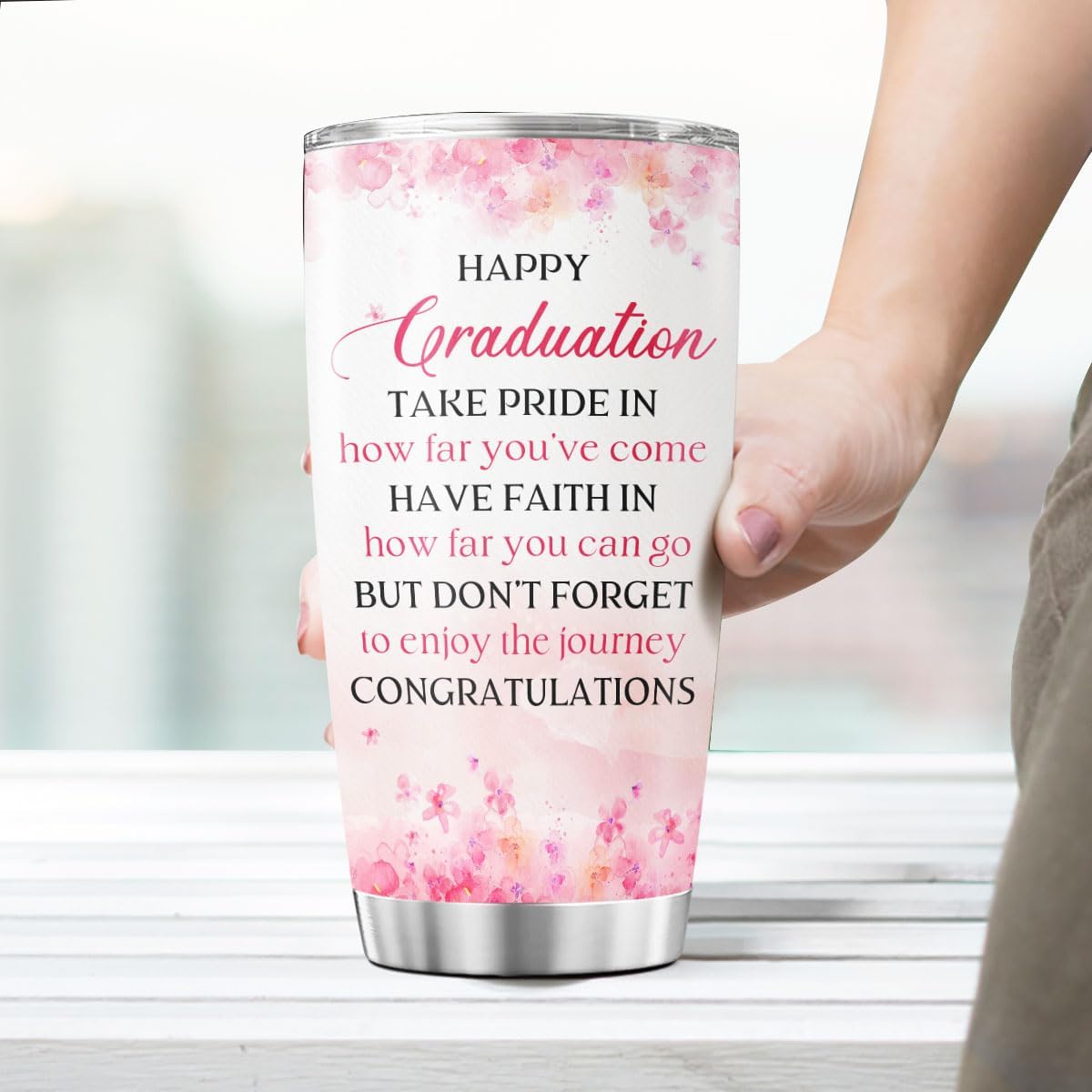 Graduation Gift for Her with Inspirational Heart Tree Design, She Believed Could So Did Quote, 20oz Stainless Steel Insulated Tumbler, Encouraging Present Women, Girls, Students