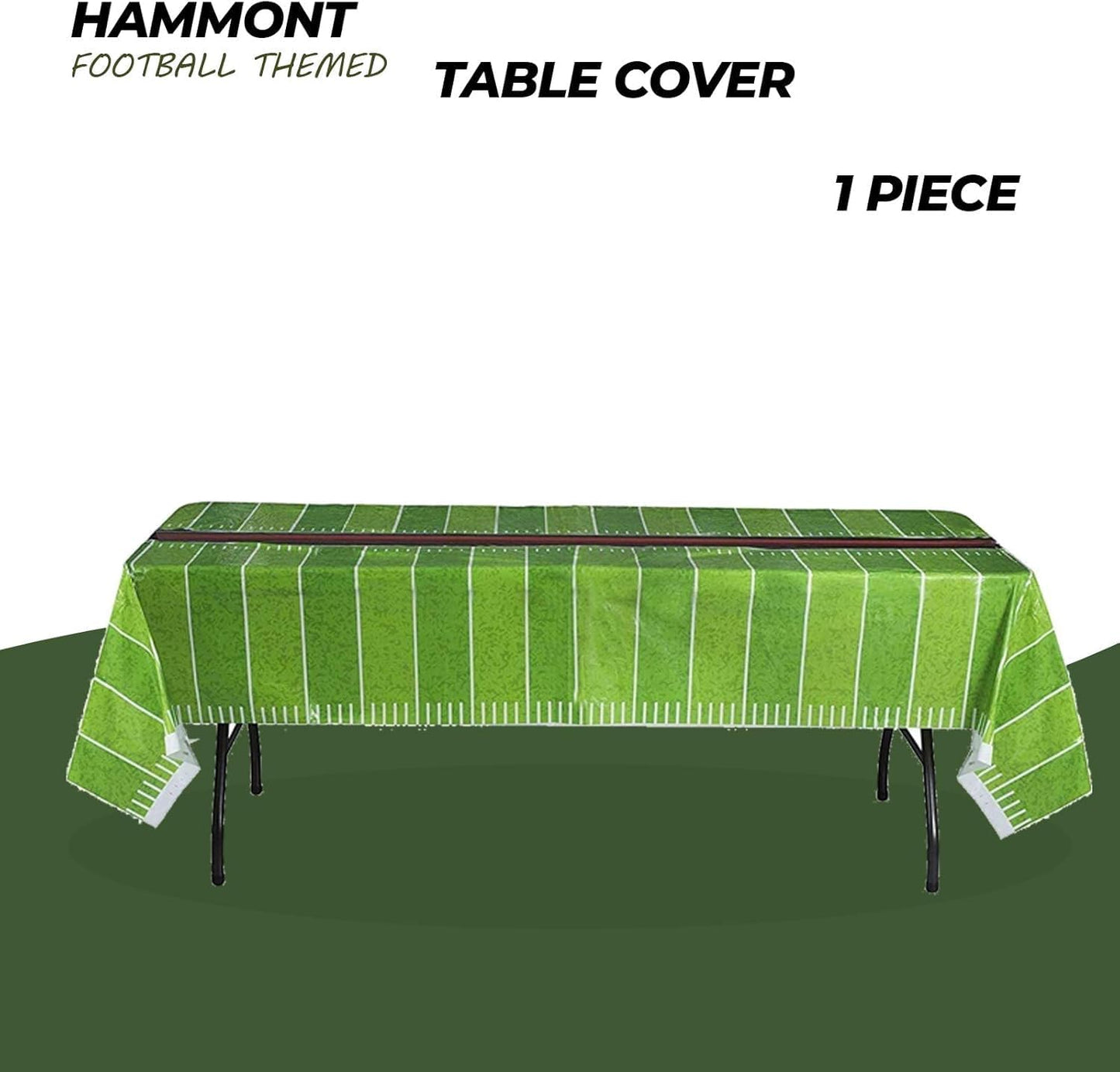 Hammont Football Themed Party Decorations - Pack of 7" & 9" Round Paper Plates, 9oz Cups, 24 Napkins, Tablecloth - Disposable Super Bowl Supplies - Birthday | Shower | Fantasy Football (Serves 16)