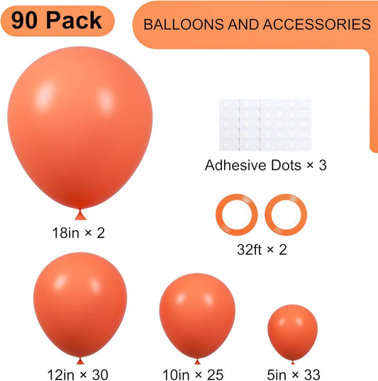 90pack Coral Red Balloons Different Size 18/12/10/5 Inch Coral Red Balloon Garland Arch Kit for Graduation, Wedding, Birthday, Princess Theme Party, Valentine's Day Party Decorations