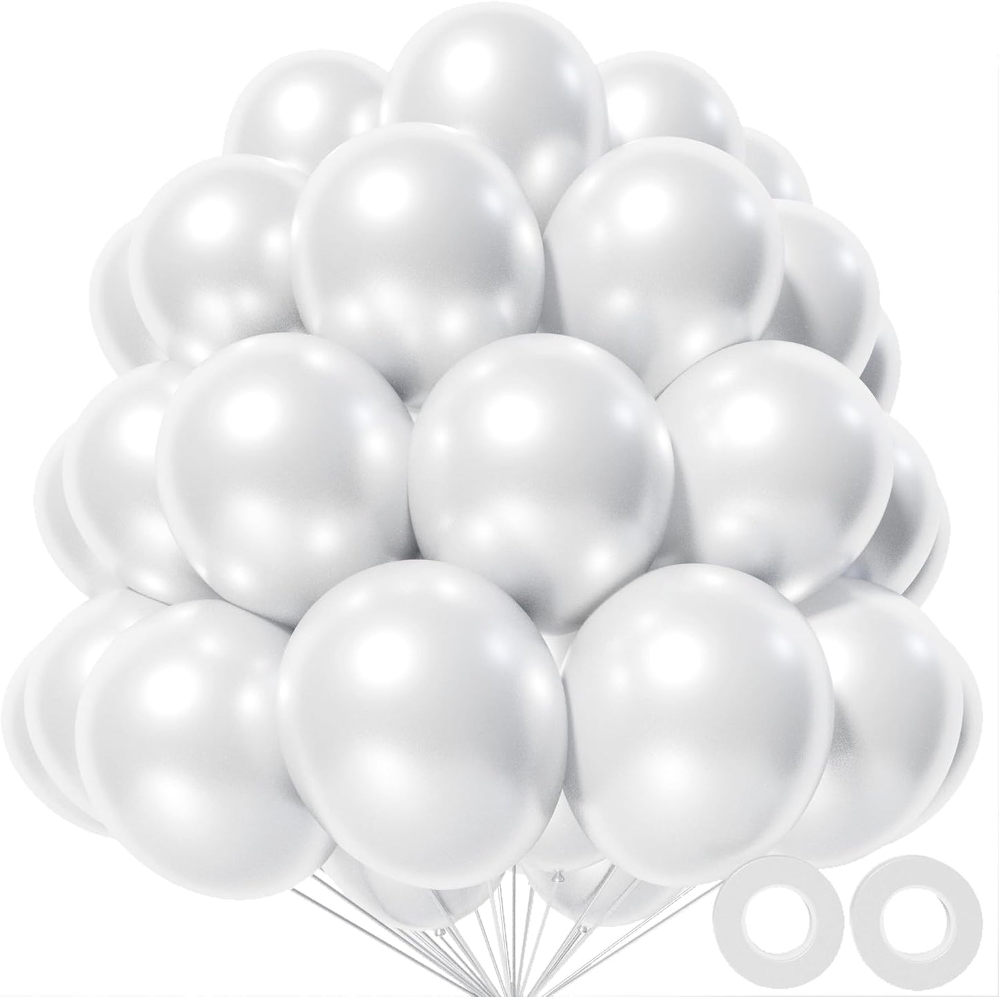 Pearl White Balloons 12 inch, 110pcs Latex Party Balloons Helium Quality for Birthday Graduation Baby Shower Valentines Christmas Wedding Party Decorations (Pearl White)