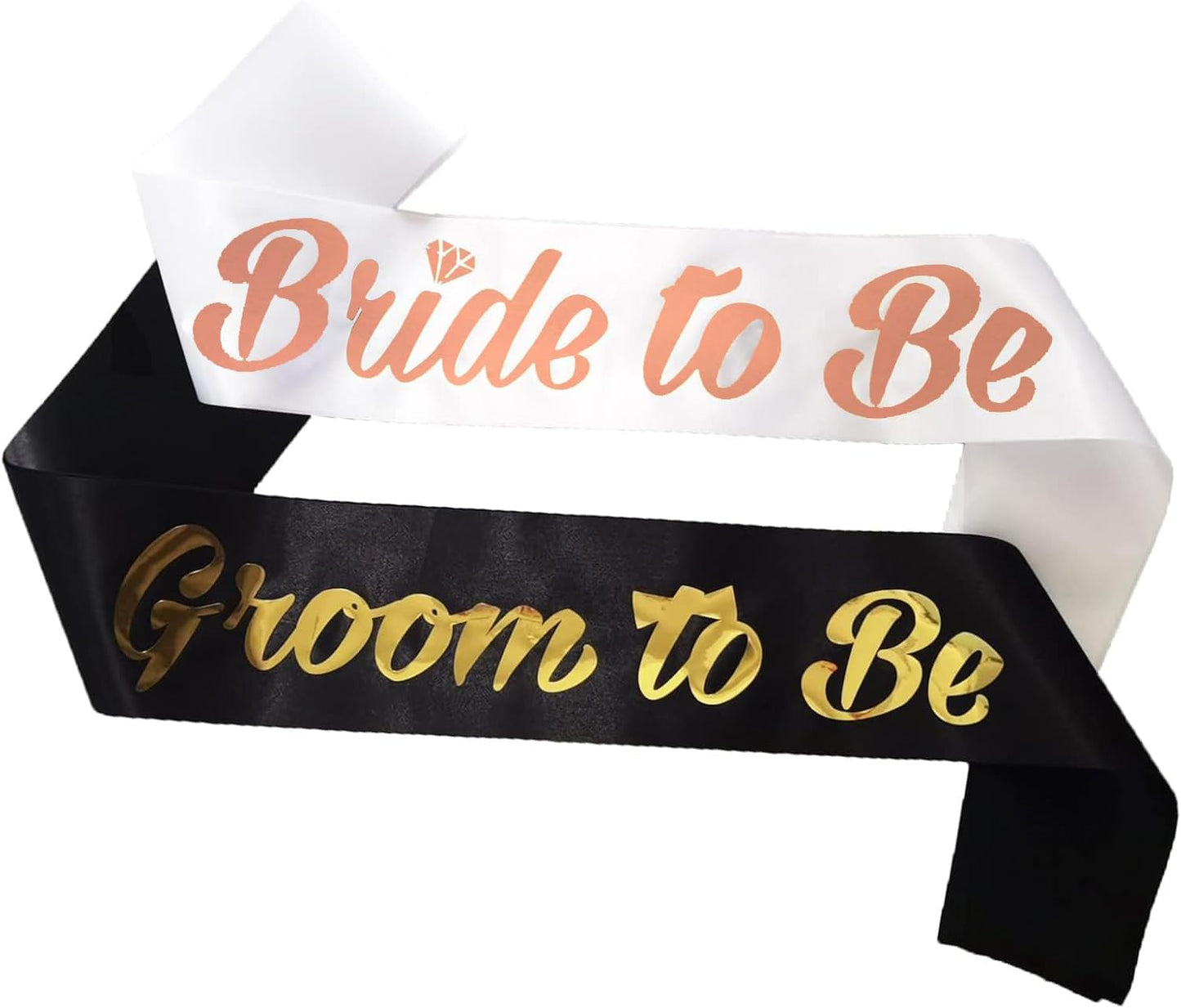 Bride to Be and Groom to Be Sash, 2 Pieces Bachelorette Sash for Bridal Shower Engagement Party Decorations Supplies
