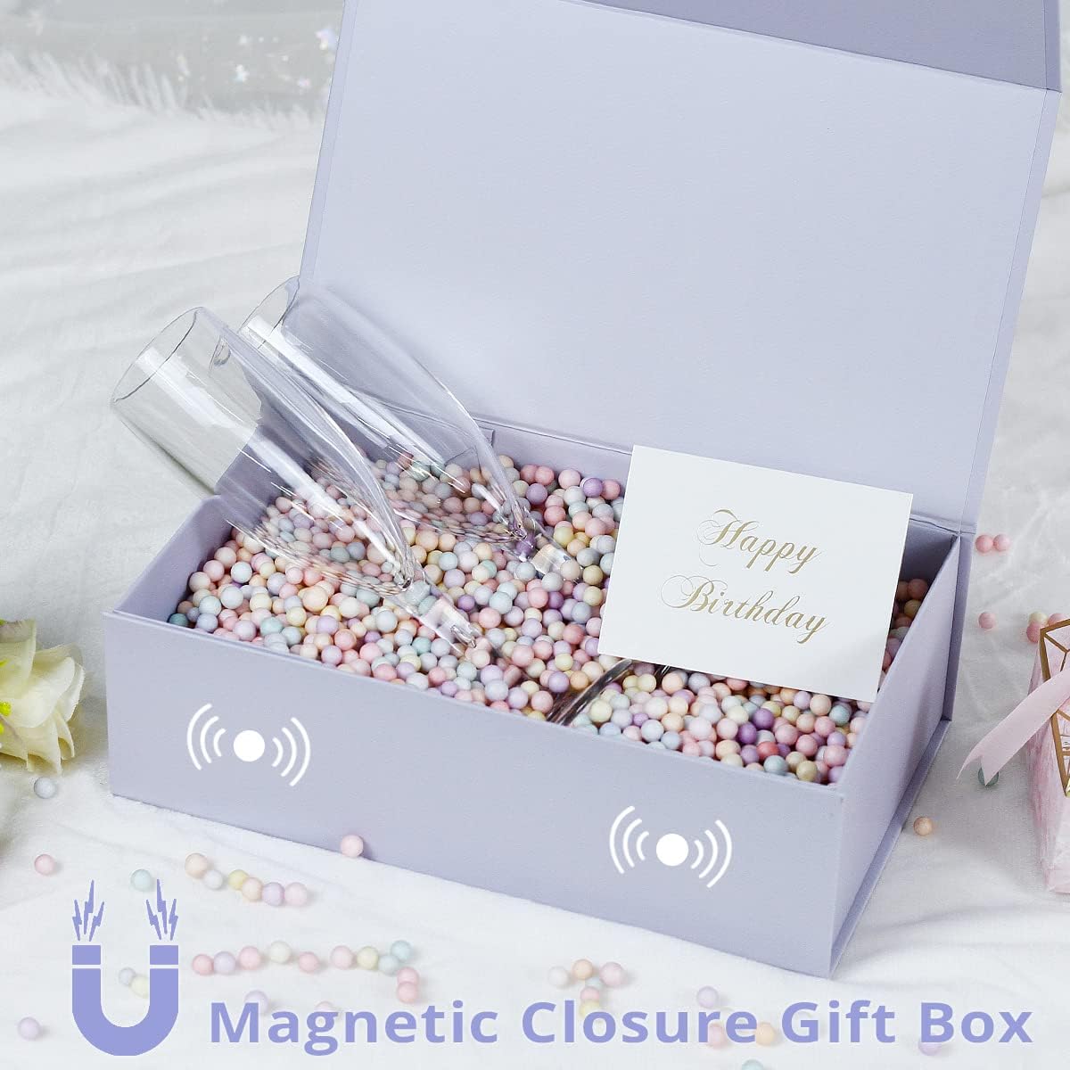 Gift Box 12" x 6" x 4",Large Gift Box with Lid, Purple Boxes for Presents,Birthday,Valentine's Day,Mother's Day,Christmas,Anniversary,Luxury for Gift Packaging