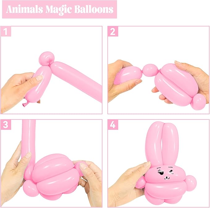 260 Long Balloons 100 Pack Pastel Pink Twisting Animal Balloons Thickening Latex Modeling Long Magic Balloons for Animal Model Weddings Birthdays Festival Party Decorations