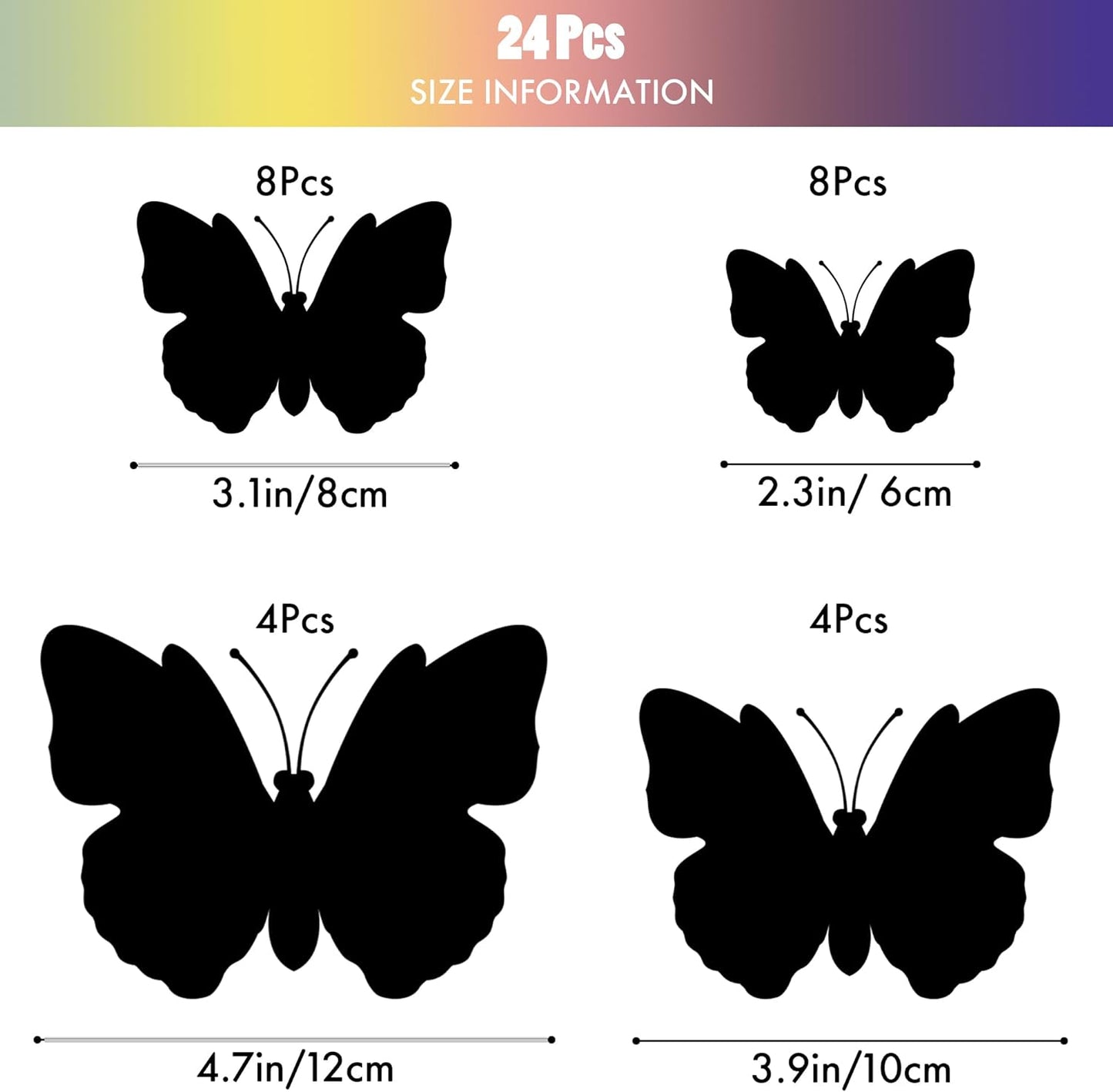 SAOROPEB 3D Butterfly Wall Decor, 24 Pcs Double Layer Butterfly Decorations for Party Decorations Locker Decor Refrigerator Decal, Reusable (Purple)