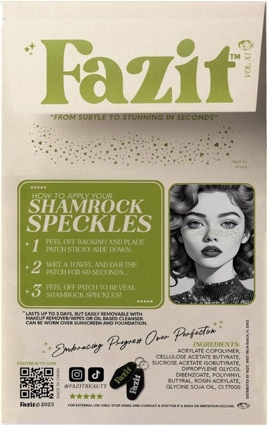 Fazit Makeup Patches - Shamrock Speckles - Glow Up Make-Up Patches - Cute Glitter Makeup Accessories for Women - Cosmetic Glitter for Face