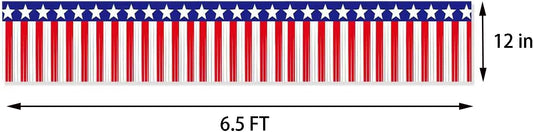 6 Packs 10 Feet Foil Fringe Garland Metallic Foil Tinsel Fringe Garland Wall Hanging Fringe Banner Tassels for 4th/Fourth of July Patriotic Decorations,Parade Floats (Red Blue White)