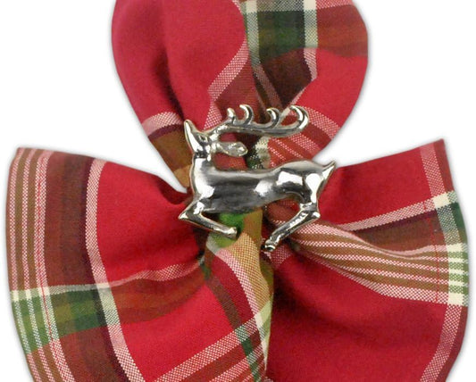 DII Christmas Thanksgiving Holiday Tabletop Décor Collection Decorative Napkin Ring Holder Set, 2.5" Diameter, Silver Reindeer, 6 Piece
