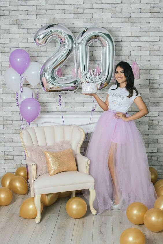 Silver Number 20 Balloon 40 inch, 20 Number Balloons, 20th Silver Birthday Decorations for Girls Boys Kids, 20 Year Old Silver Party Supplies