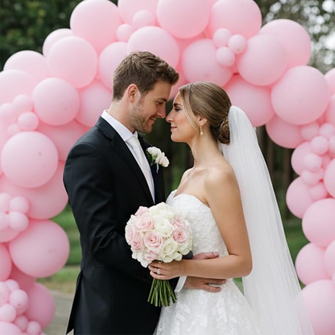 Patimate Pastel Pink Balloons - 100pcs 12 Inch Light Matte Pink Latex Party Balloons for Girls Women Wedding Bridal Baby Shower Gender Reveal Graduation Engagement Birthday Party Decorations