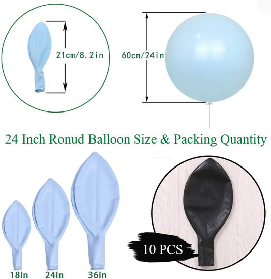 IN-JOOYAA 10Pcs 24 Inch Balloons Black Giant Round Balloons Large Balloon For Wedding Baby Shower Birthday Party Decorations