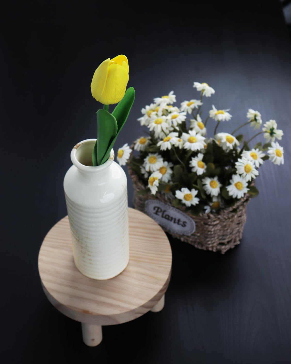 White Ceramic Vase Set of 3 – Ribbed Texture Crackle Glaze Bottle Vases for Rustic Farmhouse Table Centerpiece, Shelf & Mantel Decor