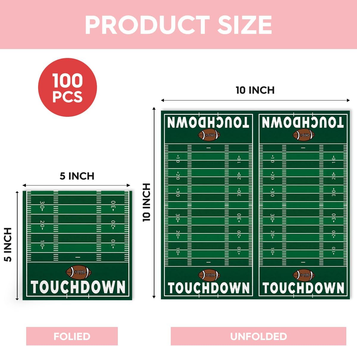 Horaldaily 100 Super Bowl Disposable Paper Decorative Luncheon Napkins, Football Touchdown and Game Day Themed for Party Lunch Dinner Kitchen Bathroom