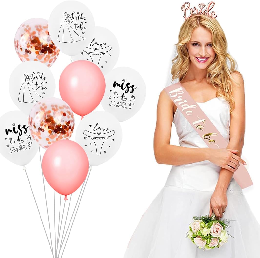 Bachelorette Balloon Rose Gold Bride Balloons Printed for Bachelorette Party Decorations,Bridal Shower Decorations