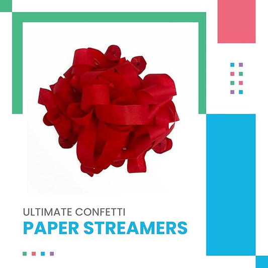 Tissue Paper Streamers in Launcher Sleeve, Red Color (20 Streamer Rolls per Sleeve)