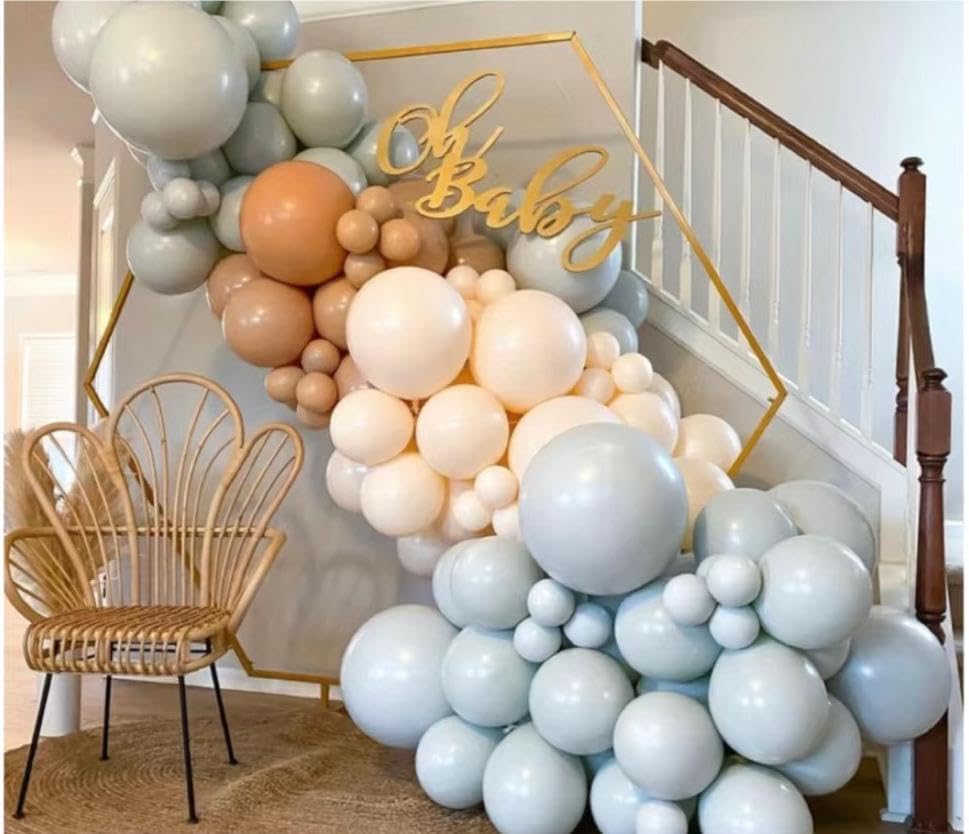 Boho Balloons Garland Arch Kit, 146 Pcs Brown Nude White Balloons Different Sizes for Girls Baby Shower Garden Tea Party Bachelorette Birthday Wedding Decorations