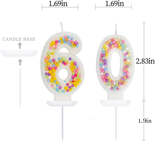 60th Birthday Candle for Cake, Colorful Macaron Numeral Candles for Women/Girl, Theme Birthday Party Cake Decorations, Cake Topper for Birthday Party Supplies (Number 60)