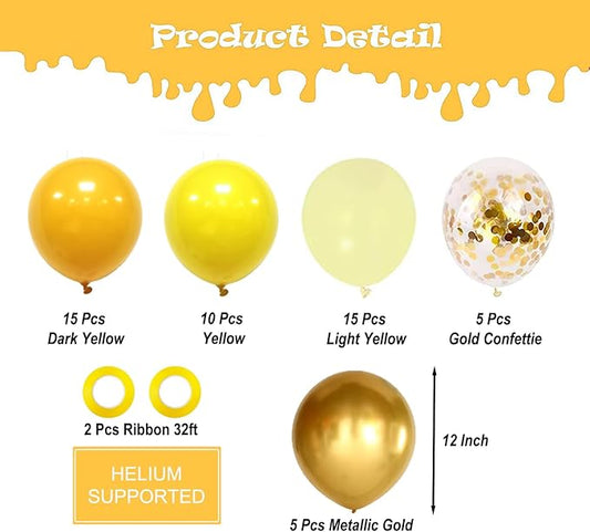 Yellow Gold Confetti Party Balloons, 50pcs12 inch Mustard Light Yellow Gold Latex Balloons for Birthday Wedding Bride Sunflower Theme Party Decoration