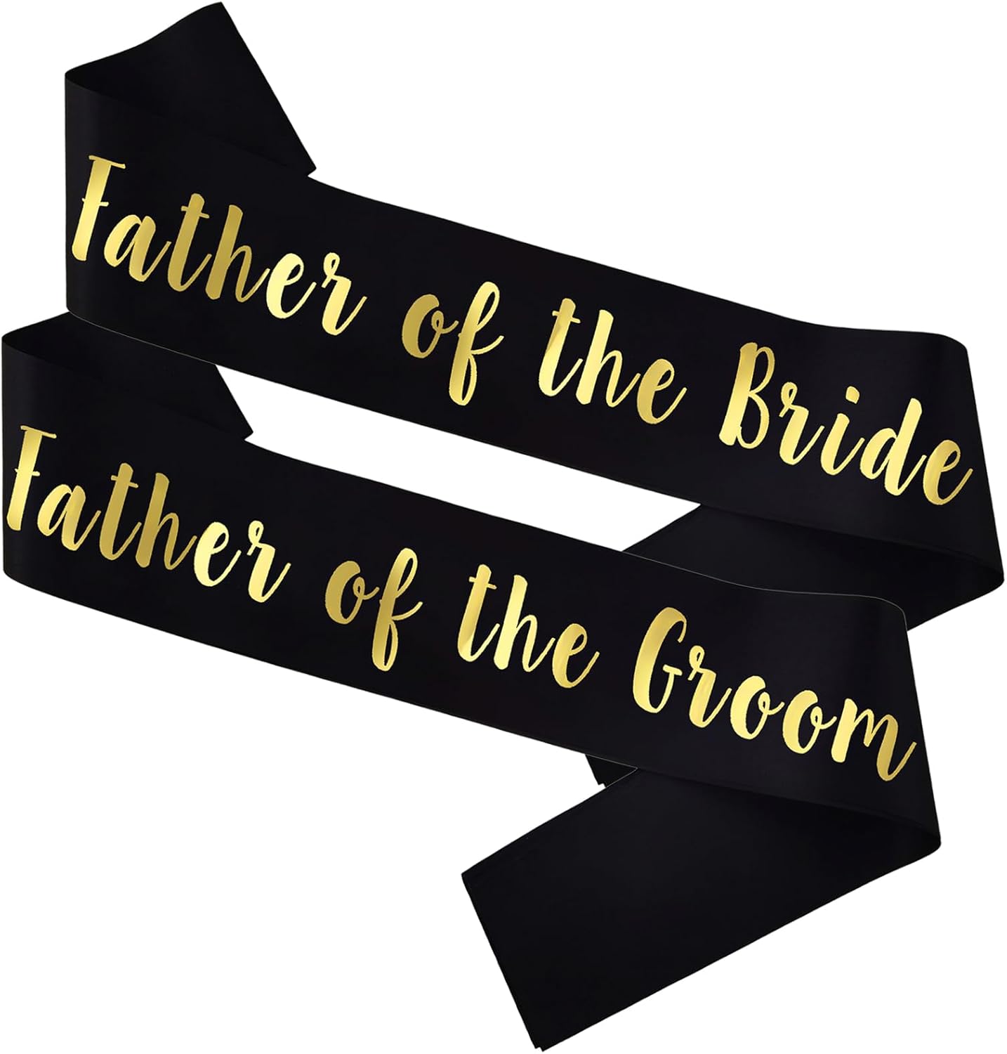 2 PACK Father of the Bride and Groom Sashes, Black Sash with Gold Letters Bachelorette Sashes for Father Bridal Shower Supplies Wedding Accessories