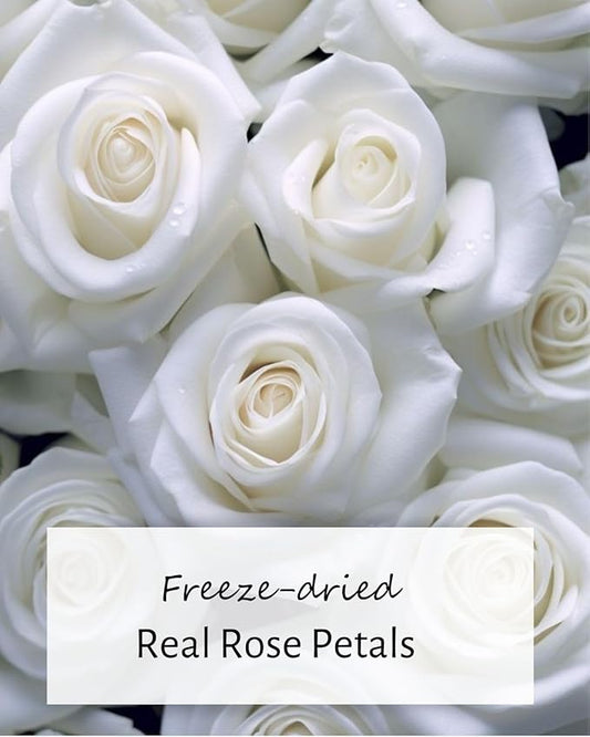 REAL Rose Petals, Pearl White Freeze-Dried Petals 1.75oz Biodegradabel Wedding Natural Confetti, Perfectly Preserved Flower Petals for Table Decorations