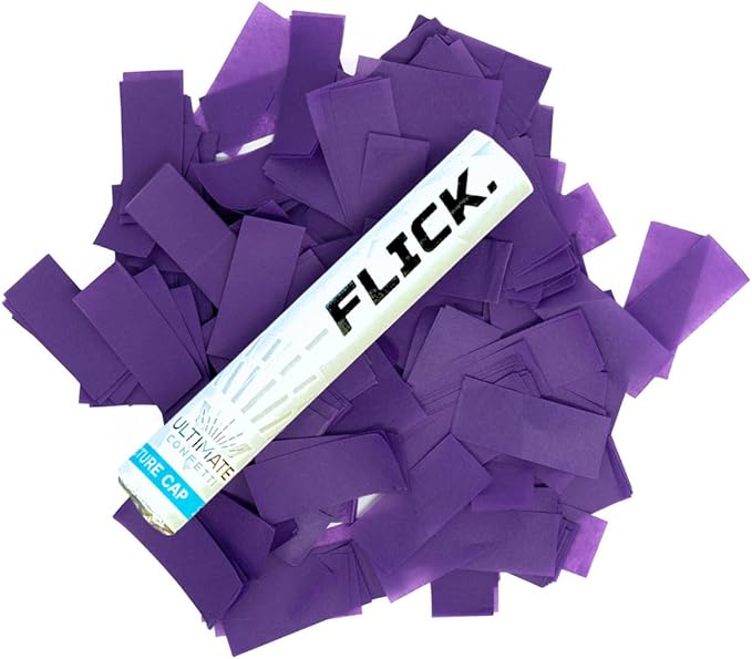 Ultimate Confetti - 8 Pack Purple Confetti Wands - Handheld 6" Biodegradable Tissue Paper Confetti Flick Flutter Sticks For Wedding, Birthday, Parties & Live Events - 1 Handful, 0.5 oz Each Stick
