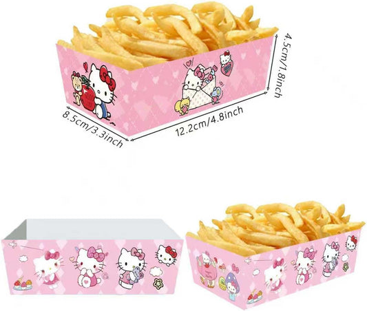 12 Pcs Cat Candy Box Popcorn Box Paper Food Trays Boat Pink Kitty Snack Treat Boxes Candy Cookie Container Decorations for Birthday Party Favor Supplies (Pink)
