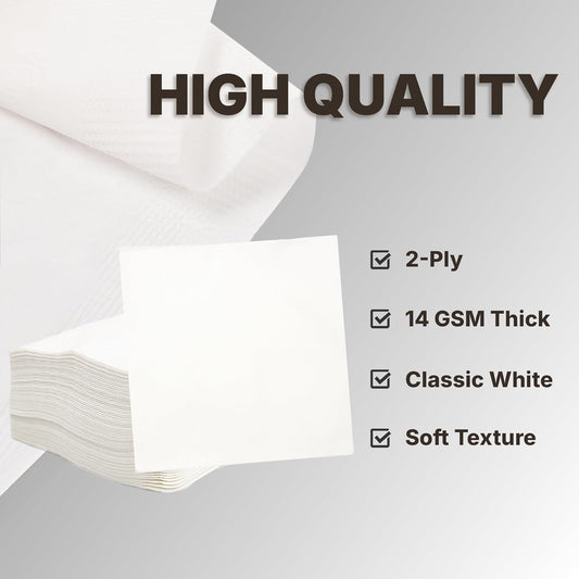 Klex 4.5" x 4.5" Folded White Beverage Napkins, 2-Ply Bulk Cocktail Napkin - 3000 Count (9"x9" Unfolded)