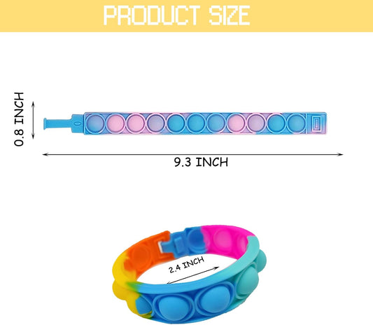 60 Pcs Pop Bracelet Bubble Fidget Toys for Party Favors, Hand Finger Silicone Wristband Bulk for Student Classroom Prize, Goodie Bag Fillers Easter Egg Basket Stuffers Christmas Valentine Gift for Kid