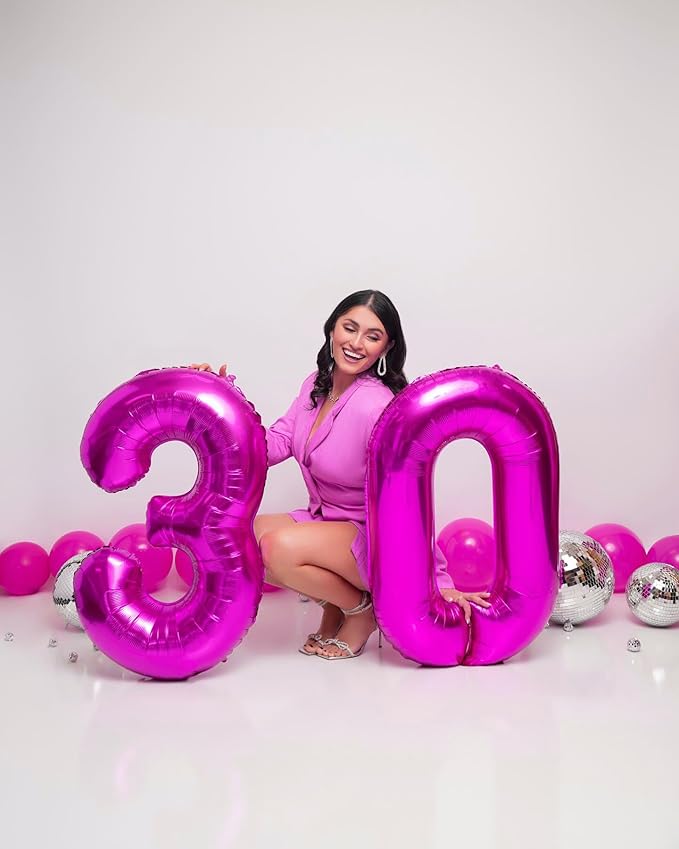 Rosy Purple 9 Balloon, Number Balloons 40 Inch, 9th Giant Birthday Decorations for Girls, 19th 29th Party Decorations Supplies, Number 9 Balloon
