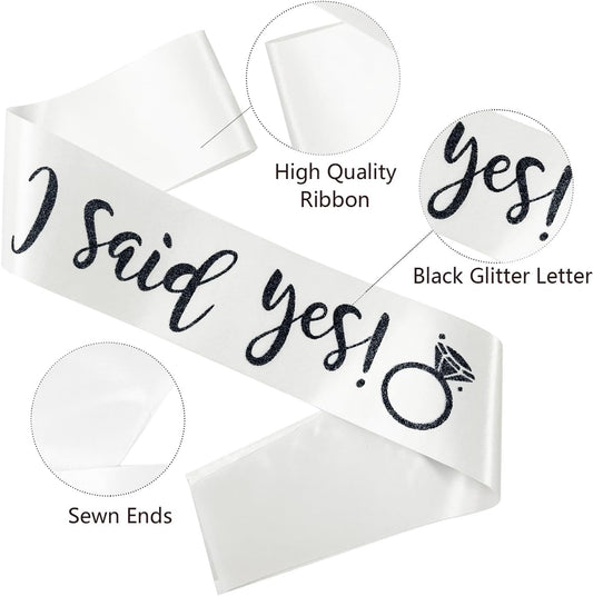 I Said Yes Sash,Future Mrs Sash Engagement Party SashBachelorette Party Sashes, Bridal Shower Sash for Bride to Be,Black
