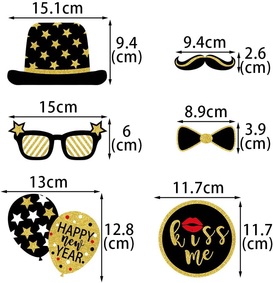 New Year’s Photo Booth Props 2026 – Pack of 35, Nye | Eve Party Supplies Happy Year Decorations