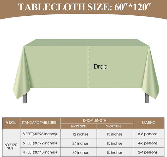 Rectangle Tablecloths 60x120 Inch 2 Pack Sage Green Tablecloth Washable Decorative Linen Polyester Table Cloths for Dining Table Banquets Buffet Parties and Wedding