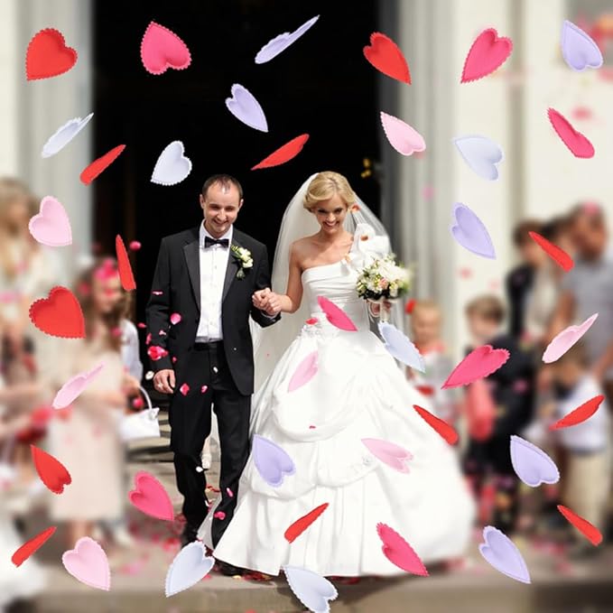 HSONAIGEE 500 Pieces Heart Confetti Decoration, 1.4 Inch Sponge Heart Table Petal Mixed Colors Romantic Decor for Valentine's Day Wedding Birthday Mother's Day