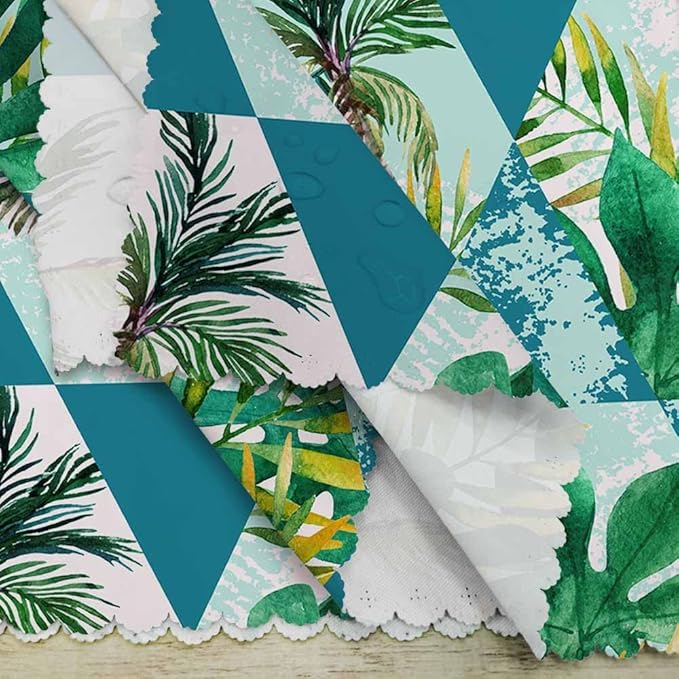 Yibeas Geometric Shapes Palm Trees Cloth Napkins Set of 4 Soft Watercolor Tropical Leaves Hexagon and Triangle Washable and Reusable Dinner Napkins for Weddings Parties 18 x 18 inch